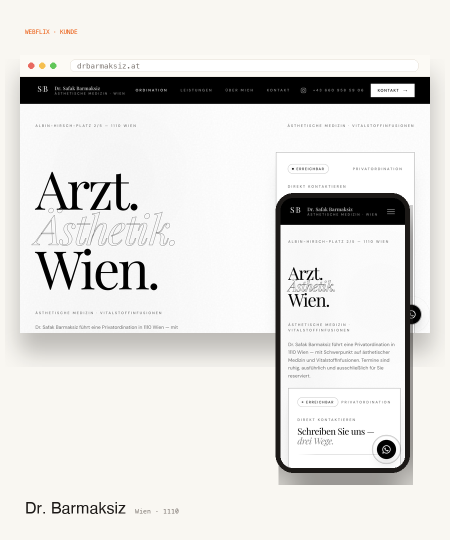 Dr. Safak Barmaksiz · Website-Vorschau Desktop und Mobile
