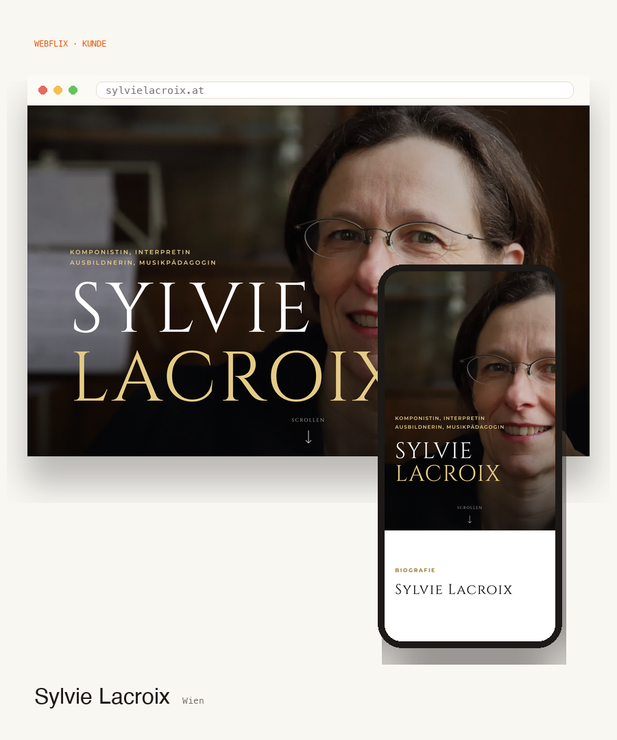 Sylvie Lacroix · Website-Vorschau Desktop und Mobile